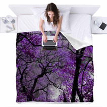 Purple Tree Leaves Forest Spring Blankets 2756039