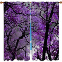 Purple Tree Leaves Forest Spring Window Curtains 2756039