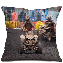 Quad Bike Racing In Dirt And Mud Pillows 8629201