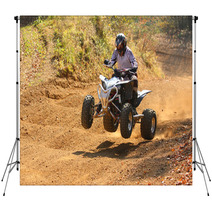 Quad Motorbike Rider Jumps Backdrops 50853836