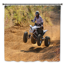 Quad Motorbike Rider Jumps Bath Decor 50853836