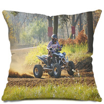 Quad Rider In Autumn Forest Pillows 51065571