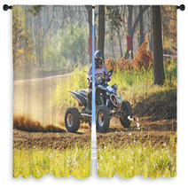 Quad Rider In Autumn Forest Window Curtains 51065571
