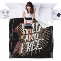 Quote Typographical Background Wild And Free Unique Hand Written Lettering Hand Drawn Realistic Illustration Of Roach Template For Card Poster Banner Print For T Shirt Blankets 235539283