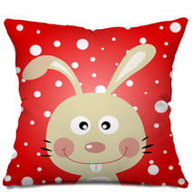 Rabbit And Snow Background Pillows 42029174