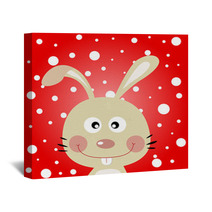 Rabbit And Snow Background Wall Art 42029174