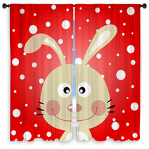 Rabbit And Snow Background Window Curtains 42029174