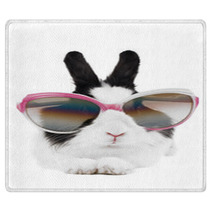 Rabbit In Sunglasses Isolated Rugs 26106768