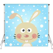 Rabbit With Snowy Background Backdrops 42693085