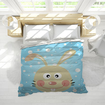 Rabbit With Snowy Background Bedding 42693085