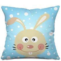 Rabbit With Snowy Background Pillows 42693085