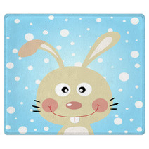 Rabbit With Snowy Background Rugs 42693085