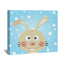 Rabbit With Snowy Background Wall Art 42693085