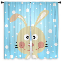 Rabbit With Snowy Background Window Curtains 42693085