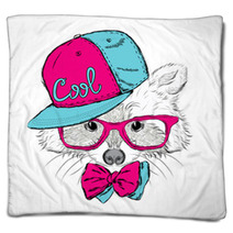 Raccoon Vector. Raccoon In A Cap And A Tie. Raccoon Clothing. Honey Raccoon . Hipster. Card With Animals. Blankets 100184074