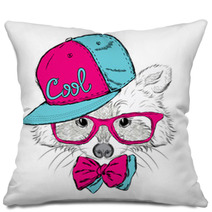 Raccoon Vector. Raccoon In A Cap And A Tie. Raccoon Clothing. Honey Raccoon . Hipster. Card With Animals. Pillows 100184074