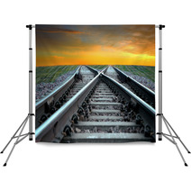 Railroad In Sunset Backdrops 44564511