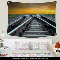 Railroad In Sunset Wall Art 44564511