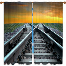 Railroad In Sunset Window Curtains 44564511