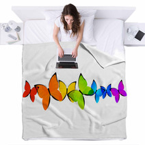 Rainbow Butterflies Border For Your Design Blankets 63320506
