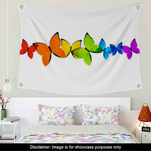 Rainbow Butterflies Border For Your Design Wall Art 63320506
