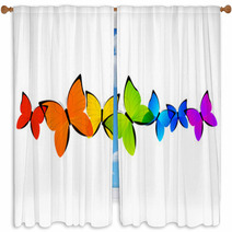 Rainbow Butterflies Border For Your Design Window Curtains 63320506