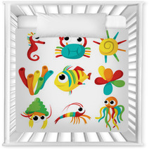 Rainbow Sea Creatures Nursery Decor 83865340