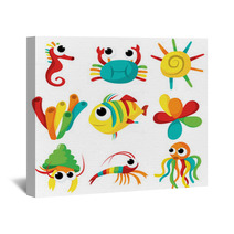 Rainbow Sea Creatures Wall Art 83865340