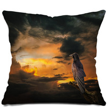 Raven At Sunset Pillows 94347353