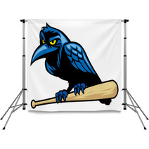 Raven Mascot And The Baseball Bat Backdrops 67435937