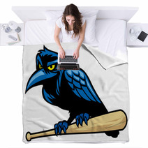 Raven Mascot And The Baseball Bat Blankets 67435937