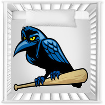 Raven Mascot And The Baseball Bat Nursery Decor 67435937