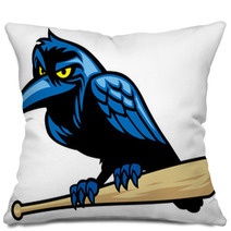 Raven Mascot And The Baseball Bat Pillows 67435937