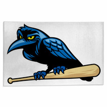 Raven Mascot And The Baseball Bat Rugs 67435937