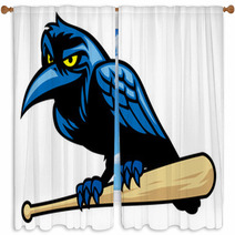 Raven Mascot And The Baseball Bat Window Curtains 67435937