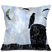 Raven On Grave Geometric Background Pillows 100333890