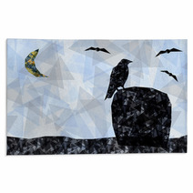 Raven On Grave Geometric Background Rugs 100333890