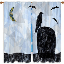 Raven On Grave Geometric Background Window Curtains 100333890