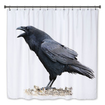 Raven Screaming On White Background Bath Decor 67259273