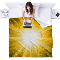 Rays From The Sun Making A Yellow Sunburst With Stars Background Blankets 13592974