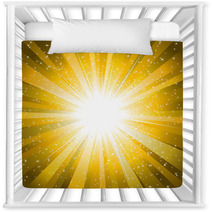 Rays From The Sun Making A Yellow Sunburst With Stars Background Nursery Decor 13592974