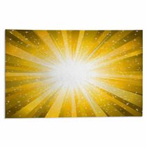 Rays From The Sun Making A Yellow Sunburst With Stars Background Rugs 13592974