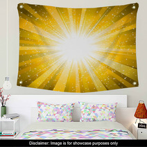 Rays From The Sun Making A Yellow Sunburst With Stars Background Wall Art 13592974