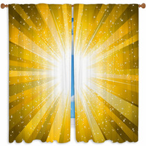 Rays From The Sun Making A Yellow Sunburst With Stars Background Window Curtains 13592974
