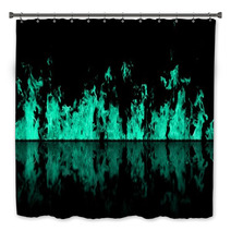 Real Line Of Fire Flames With Reflection Isolated On Black Background Mockup On Black Of Wall Of Fire Bath Decor 217113706