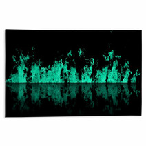 Real Line Of Fire Flames With Reflection Isolated On Black Background Mockup On Black Of Wall Of Fire Rugs 217113706
