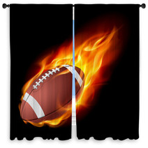 Realistic American Football In The Fire Window Curtains 35412401