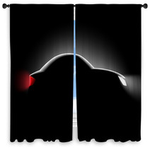 Realistic Car Side View In The Dark Window Curtains 80859601