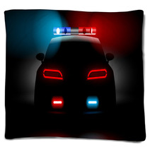 Realistic Police Car Backwards Blankets 80859590
