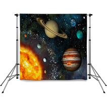 Realistic Solar System Display Contains The Sun And Nine Planets Backdrops 44620857